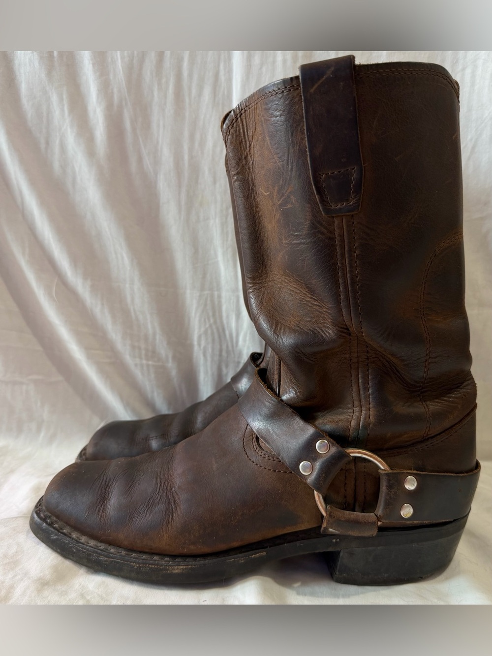 Durango DB594 11" Distressed Harness Brown Biker Boots Men's 8.5D